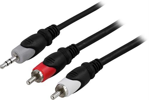 Deltaco Ljudkabel, 3,5mm ha - 2xRCA ha - 2m