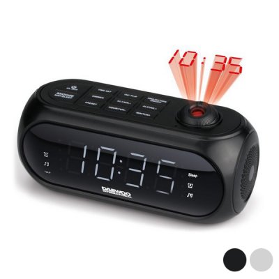 Radioväckarklocka med LED-projektor Daewoo DCP-490 180º FM (Färg: Vit)