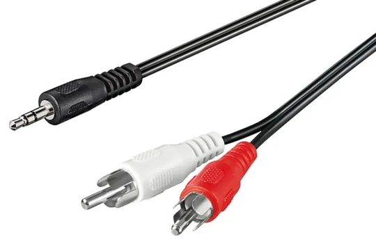 Ljudkabel 3,5 mm till 2x RCA 5 m, svart